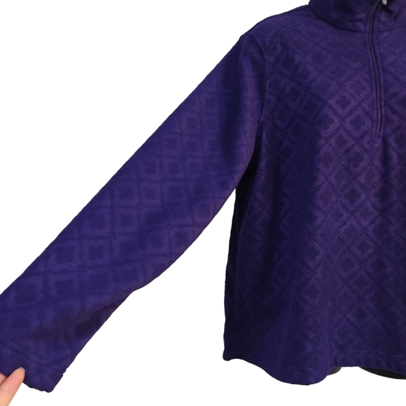 Lands' End Women's Purple Fleece Pullover 1/4 Zipper Sweatshirt Size L - Picture 5 of 7